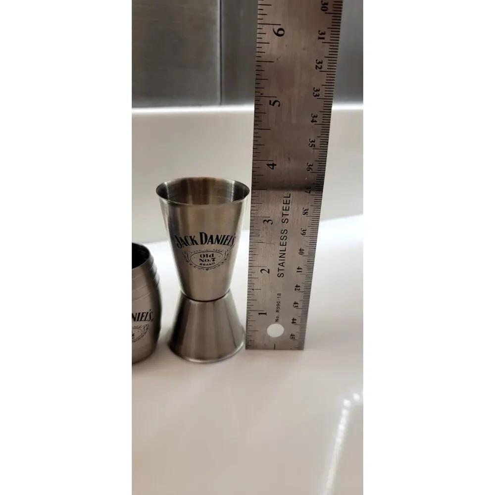 Jack Daniel's Old No 7 Stainless Steel Shot Glass Jigger Bar Set 6pc VTG 2007